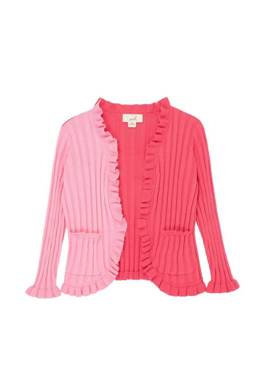 NEW PEEK AREN'T YOU CURIOUS girl's two tone long sleeve cardigan